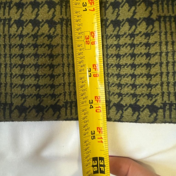 Flex Supply Mens Houndstooth Button Up Mid Length Coat Jacket Olive Black XL - Picture 8 of 11